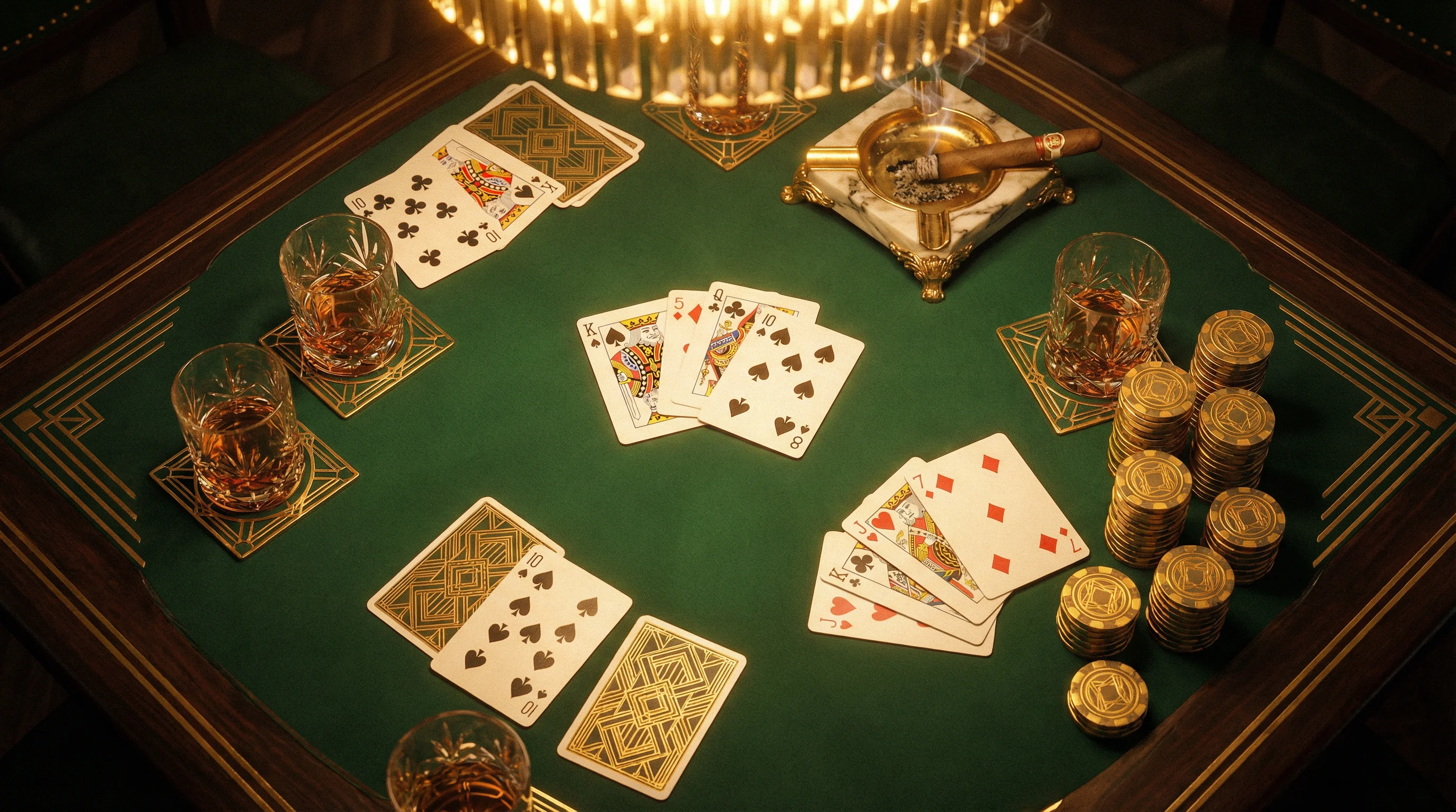 1920年代Art Deco风格炸金花牌桌 - 体验 鸿运棋牌 的经典魅力