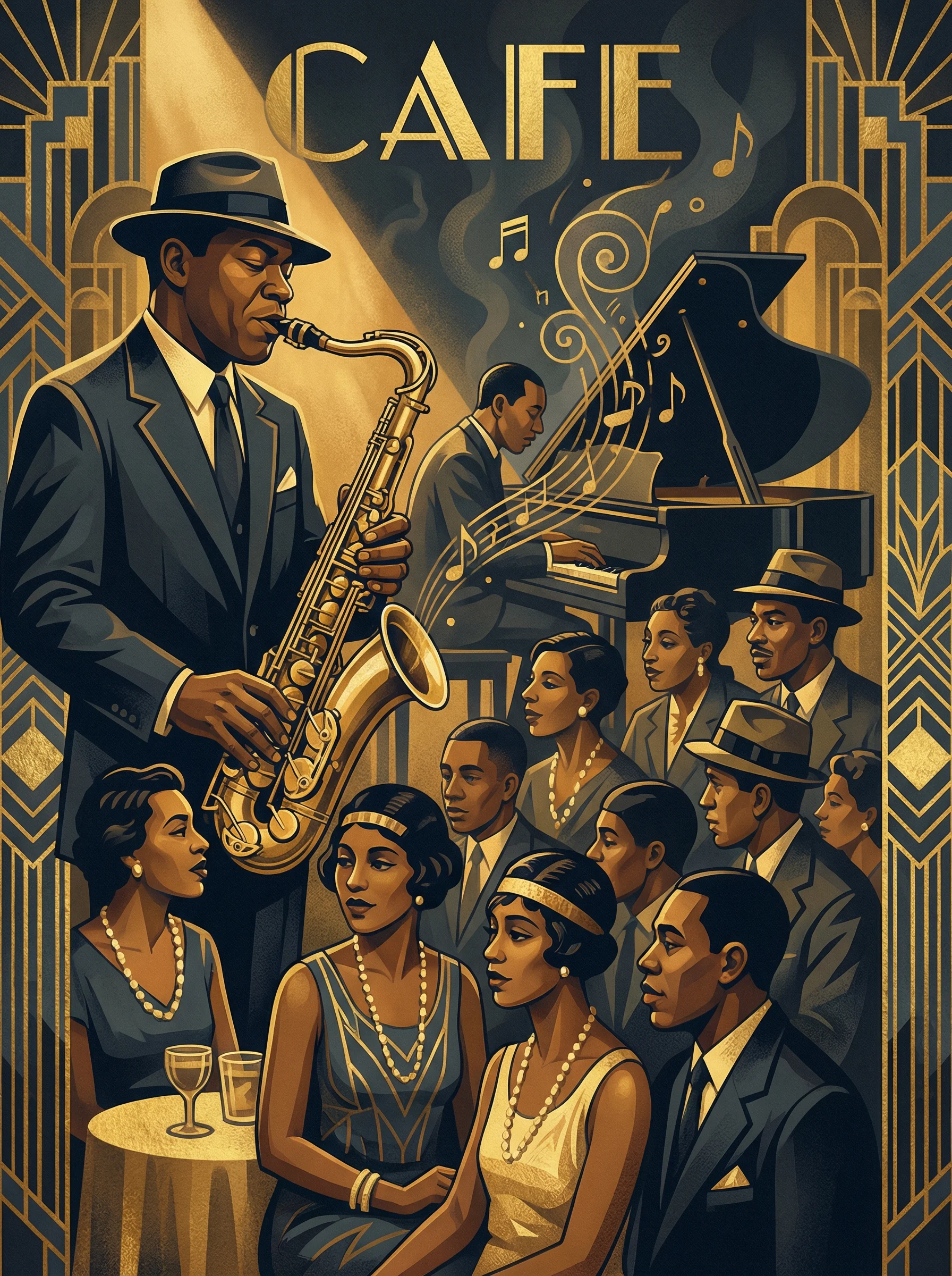 爵士乐手演奏萨克斯风 - 代表 鸿运棋牌 私人桌